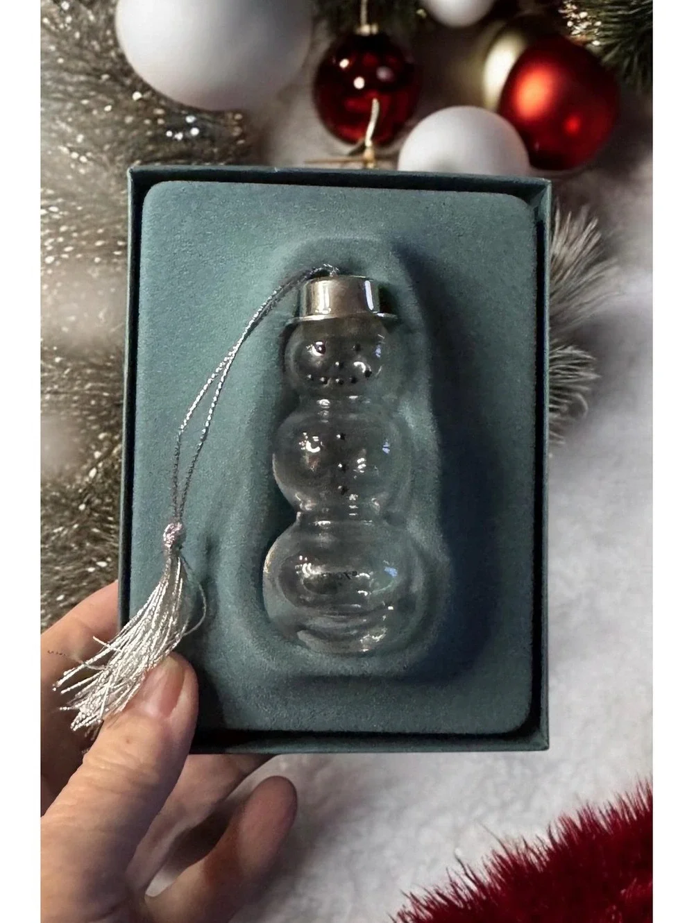 Vintage 1991 Lenox Ornament Glass Snowman In Original Box